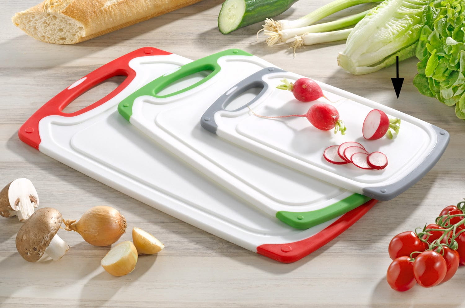 Schneidbrett 25x15x0,9cm STAR Kunststoff weiß-grau