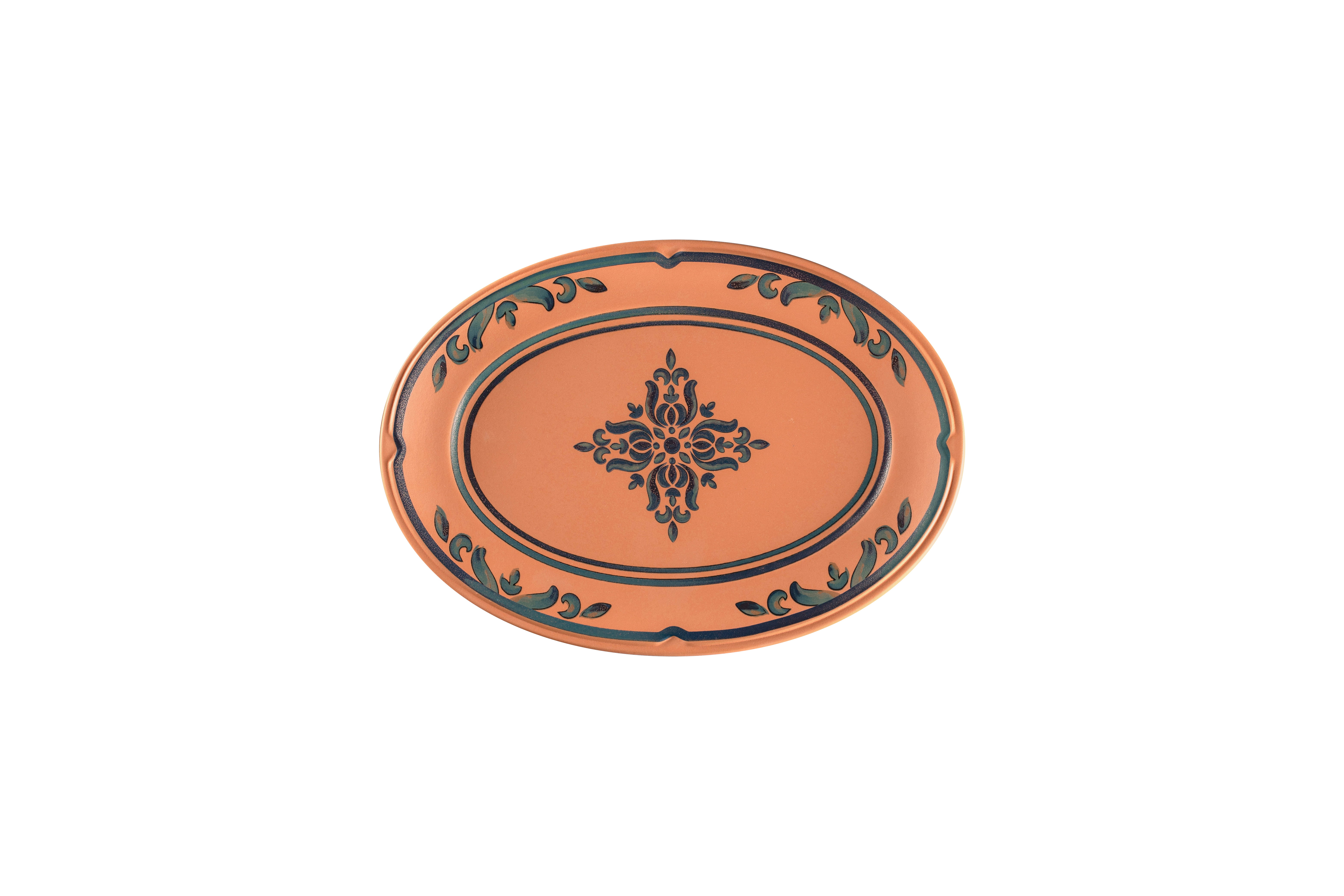 Teller oval 26x18,6x1,8cm TERO OSTIA decorated terracotta