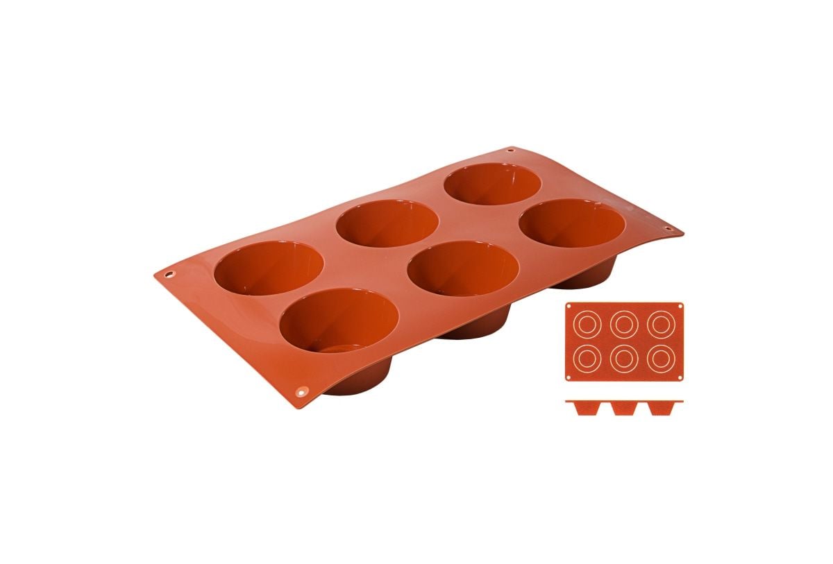 Silikon-Backmatte MUFFIN mit 6 Formen D: 6,9cm H: 3,5cm