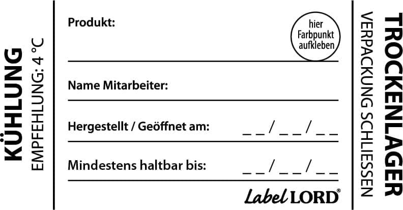 250 Stück LabelLord Etiketten "Kühlung-Trockenlager"