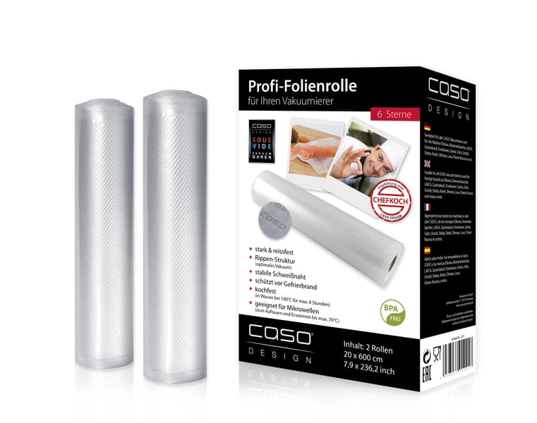 2 Stück Vakuumierbeutel Rolle 20x600cm strukturiert