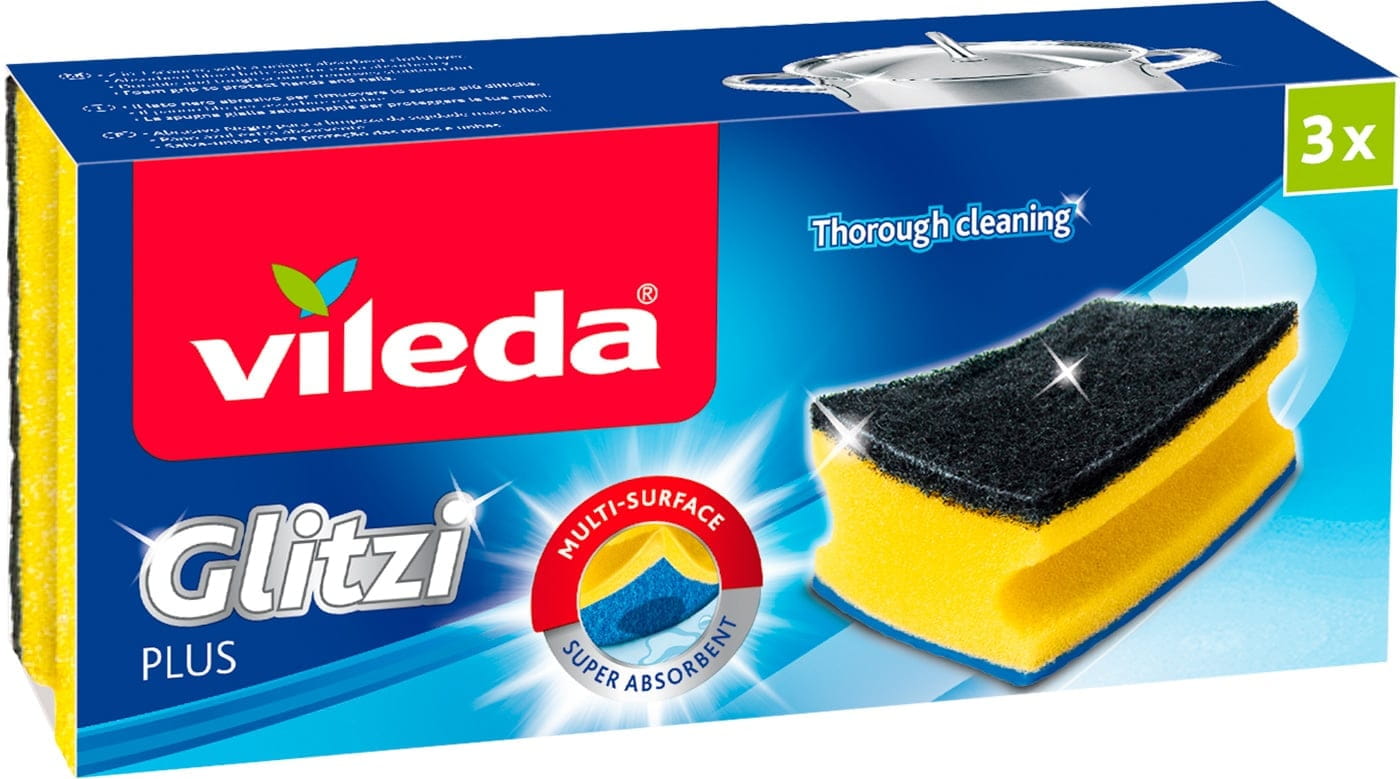 3 Stück Topfreiniger GLITZI mit blauem Pad