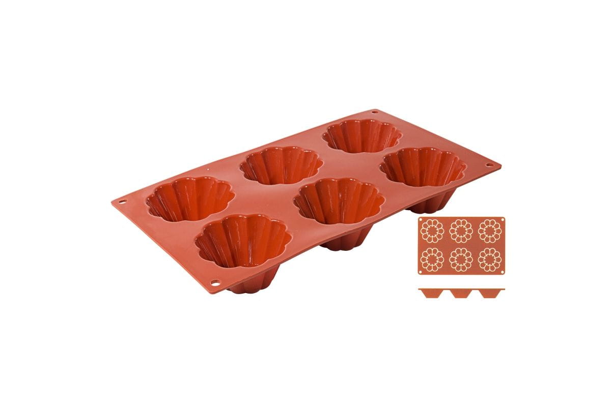 Silikon-Backmatte BRIOCHETTE mit 6 Formen D: 7,9cm H: 3,7cm