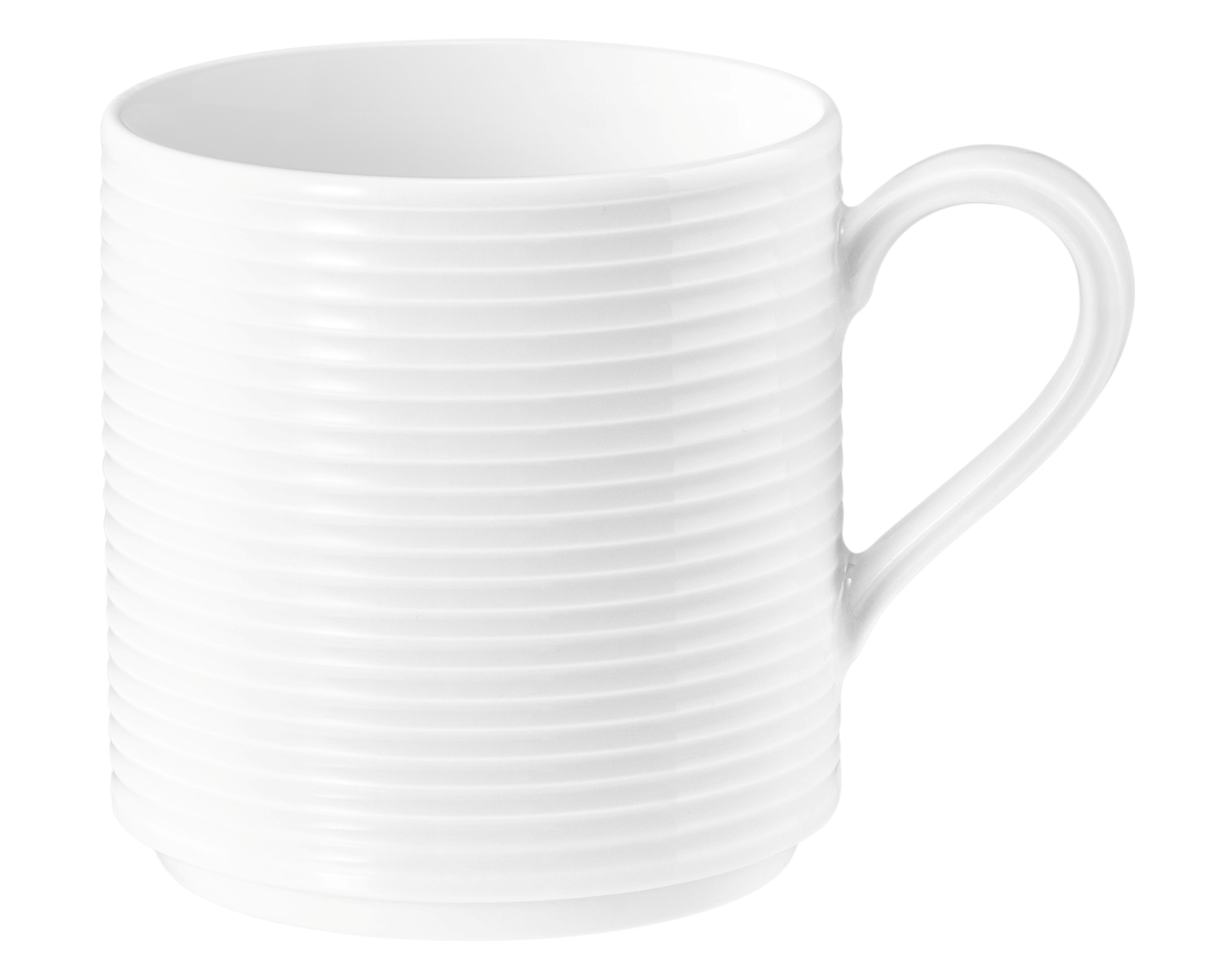 Becher rund mit Relief mit Henkel 0,28l BLUES weiß