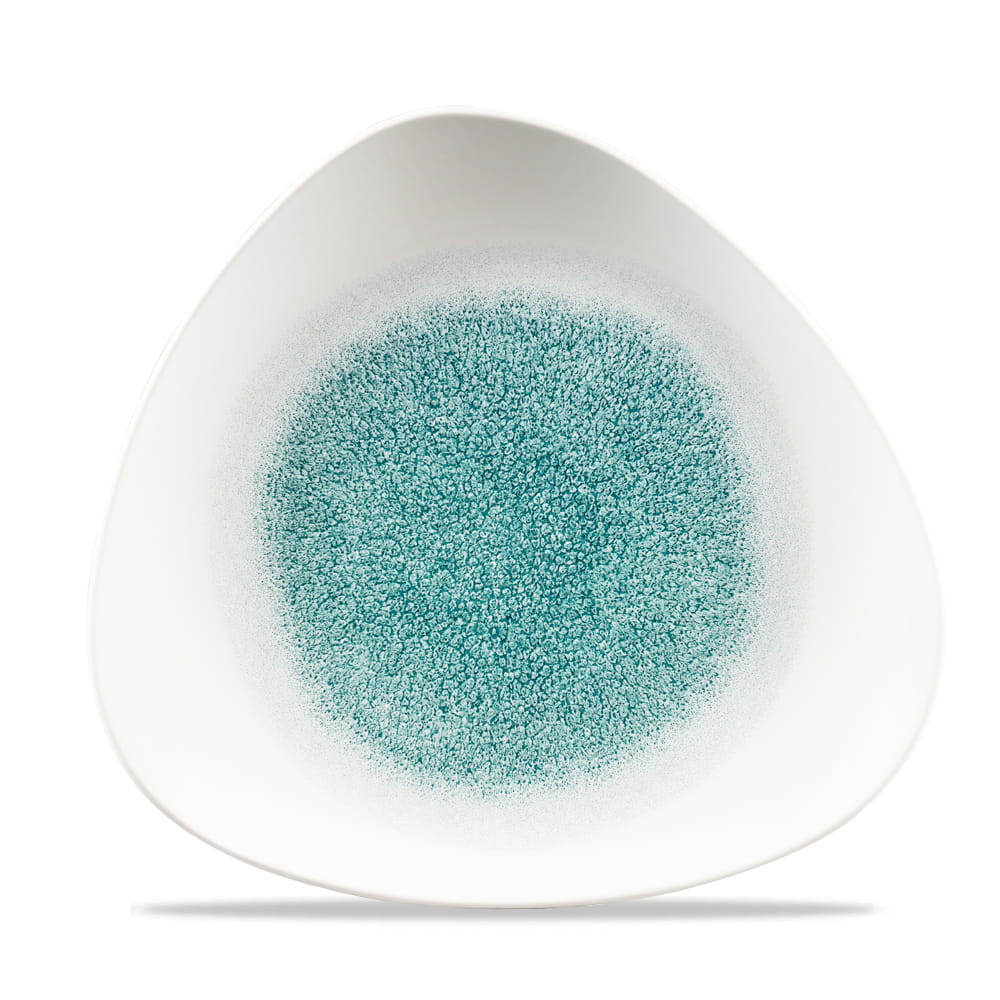 Teller flach dreickig 26,5cm RAKU Jade green