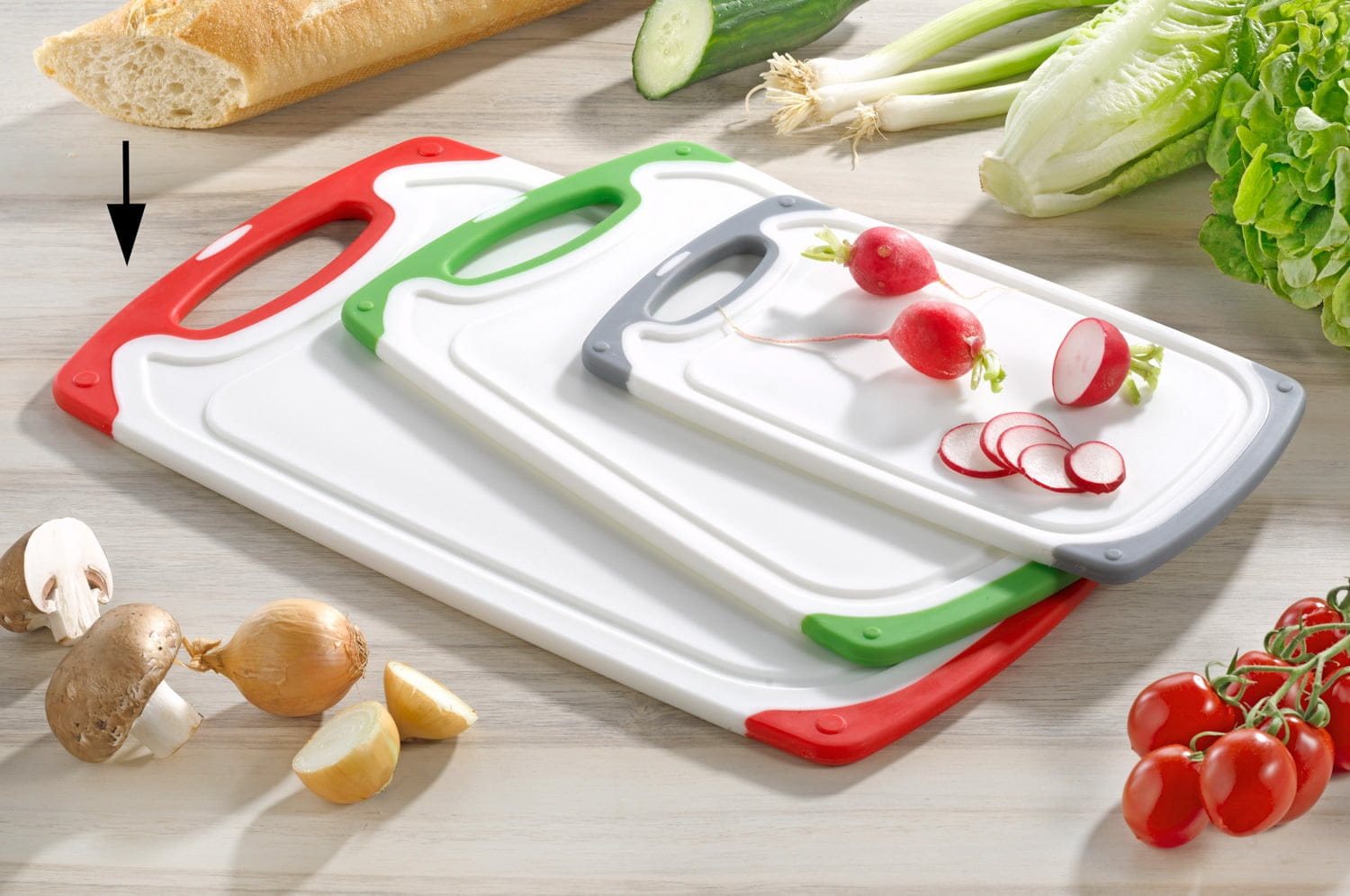 Schneidbrett 40x24x0,9cm STAR Kunststoff weiß-rot