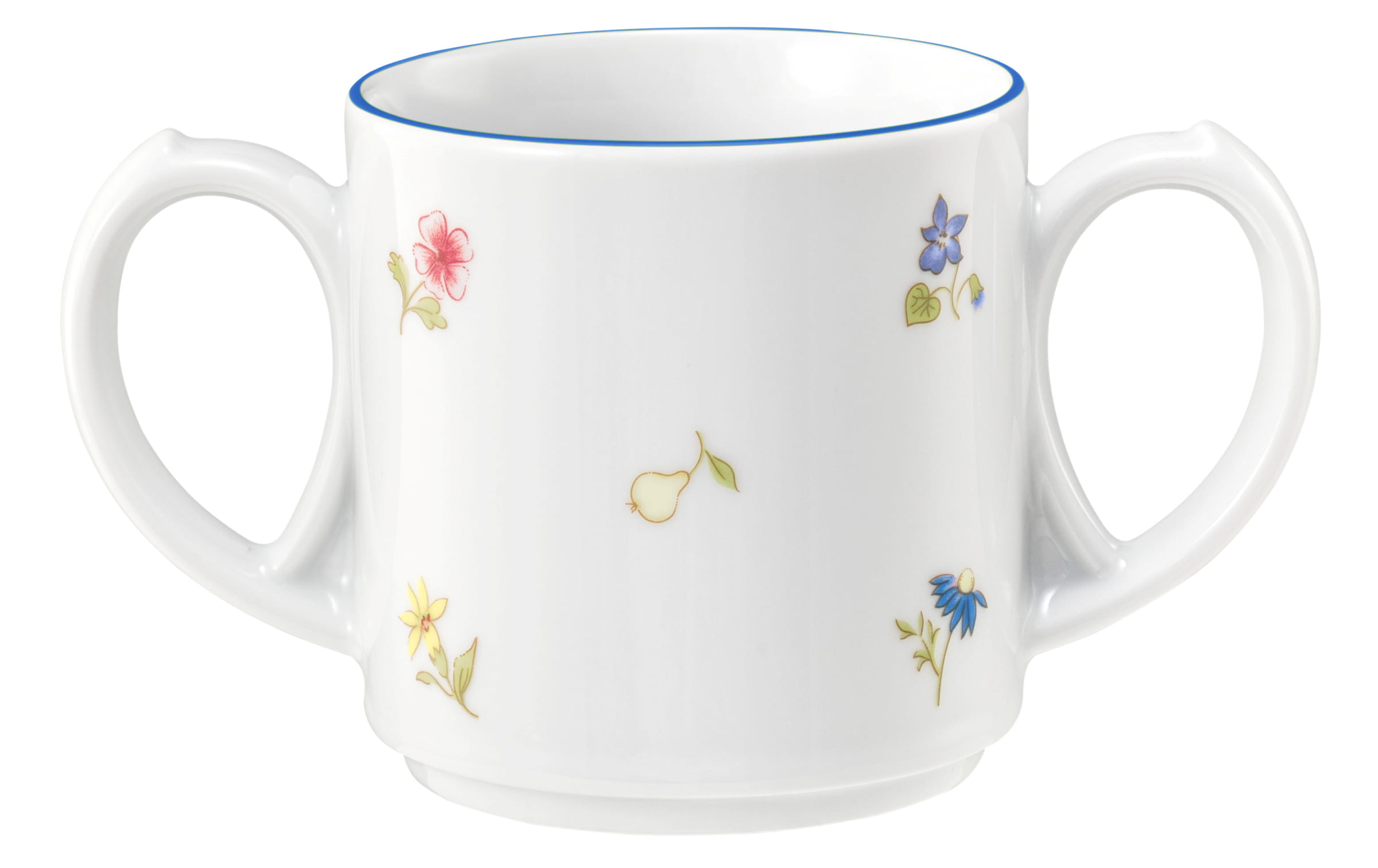 Becher rund mit 2 Henkel 0,28l COMMUNITY streublume blaue linie