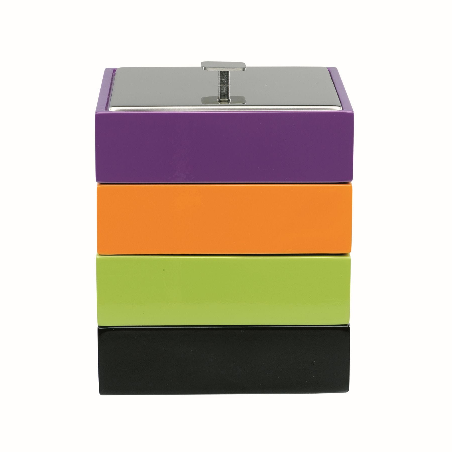 Bento Box 3 Etagen L rotes Holz mit 18/10-Deckel