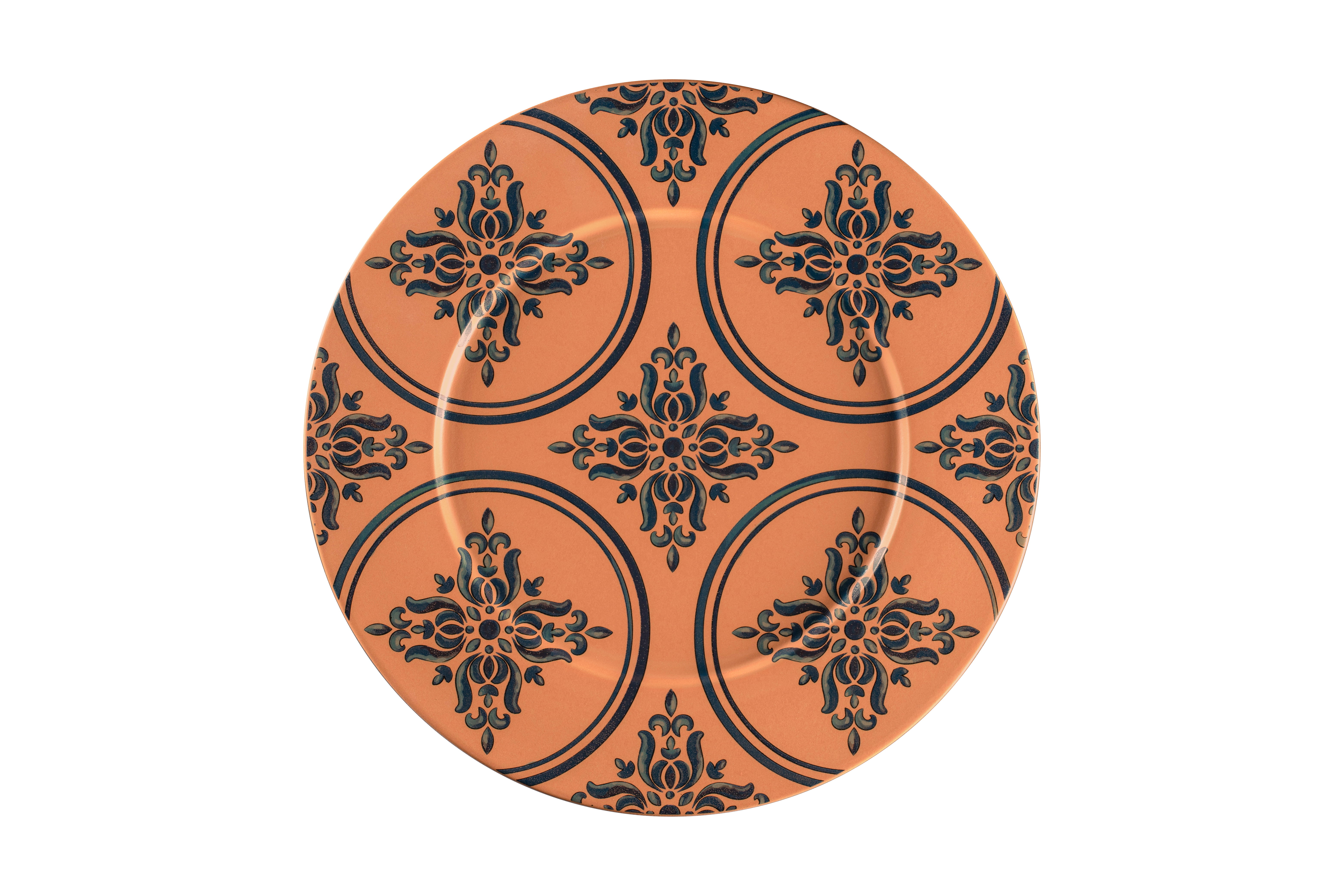 Teller flach Ø32,5cm H2,5cm TERO OSTIA decorated terracotta