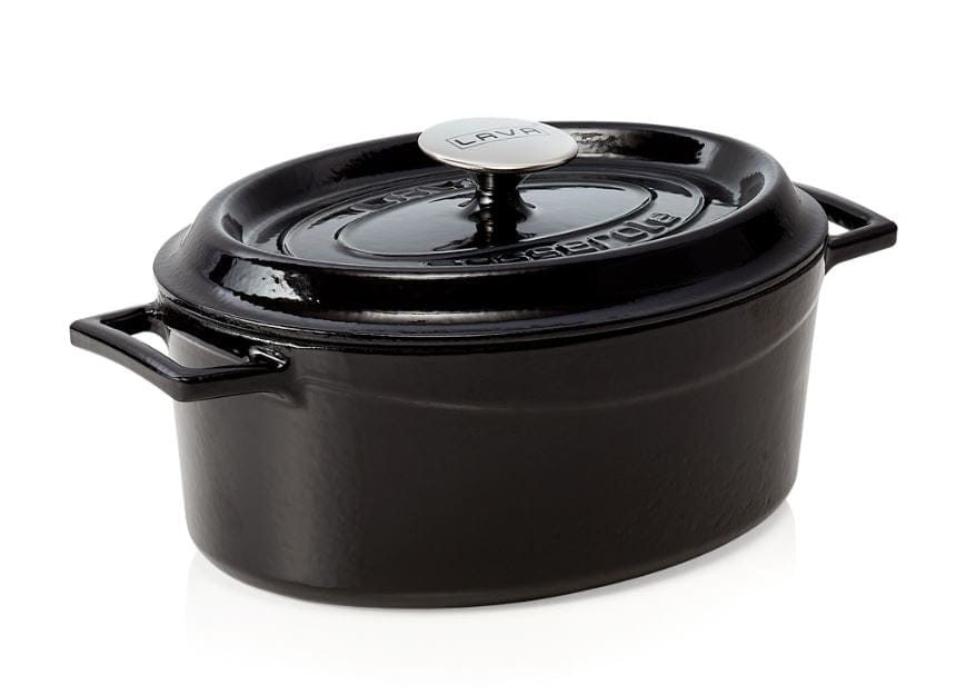 Bräter mit Deckel oval LAVA schwarz