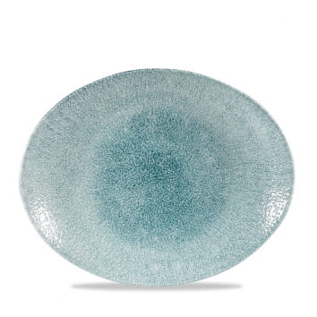 Platte oval coup 31,7cm RAKU jade green