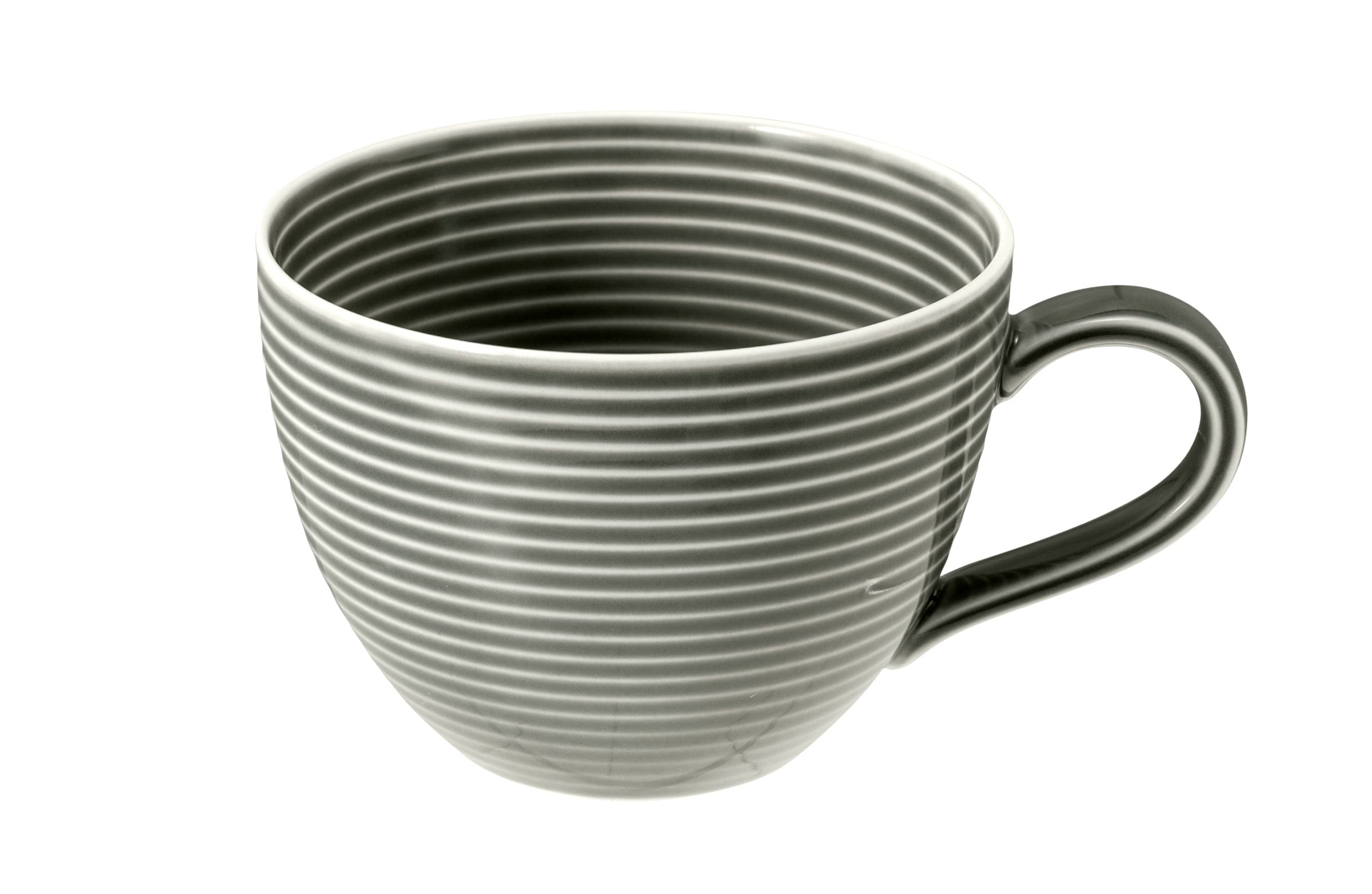 Milchkaffeetasse rund mit Relief 0,26l mit Relief BEAT perlgrau