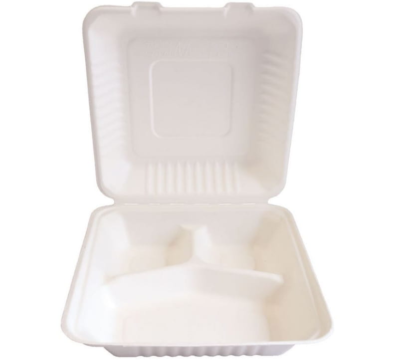 25 Stück Lunchbox 22,5x20x9cm 3-geteilt weiß