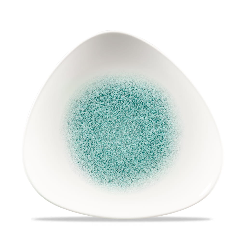 Teller flach dreickig 22,9cm RAKU Jade green