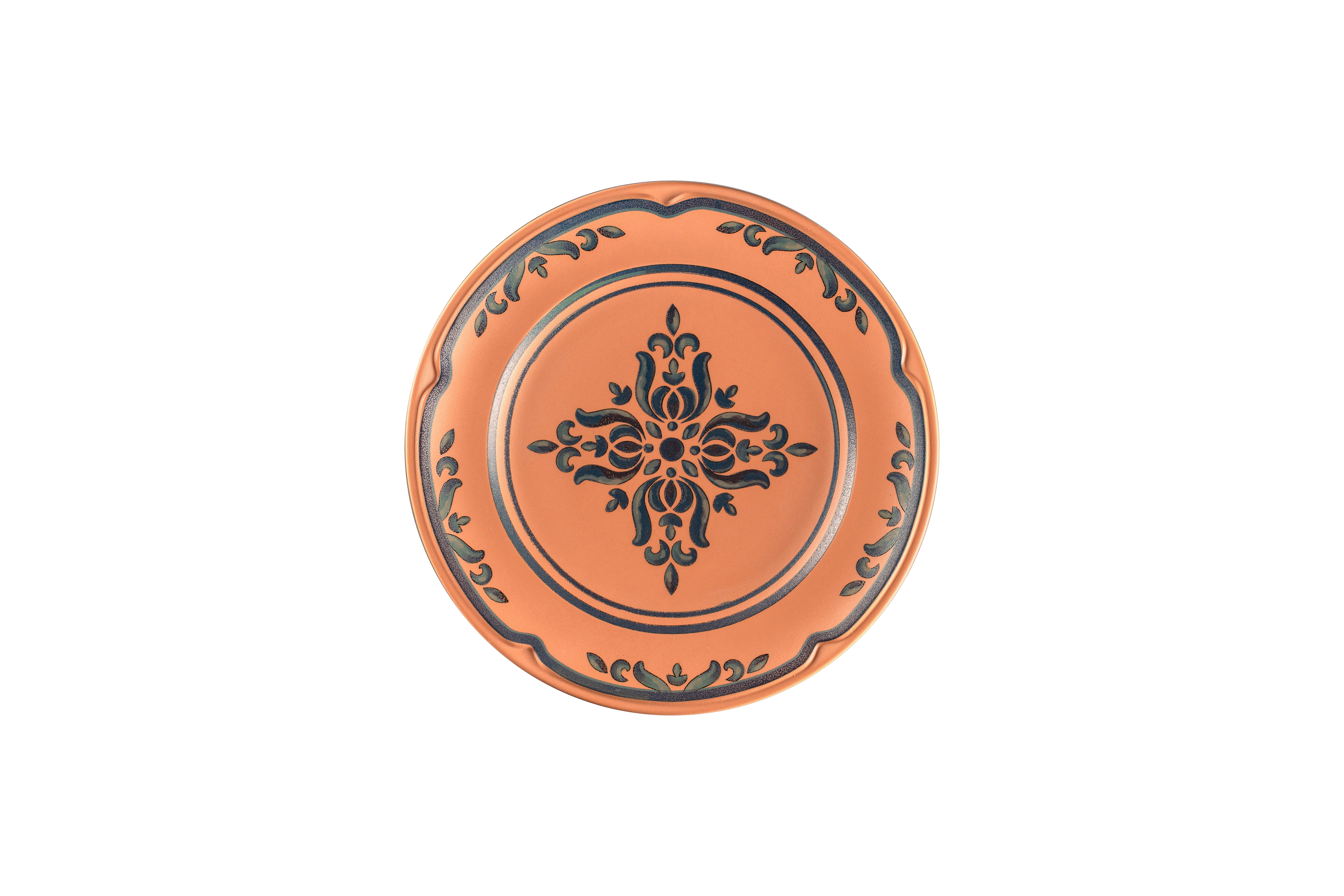 Teller flach Ø23,7cm H2,5cm TERO OSTIA decorated terracotta