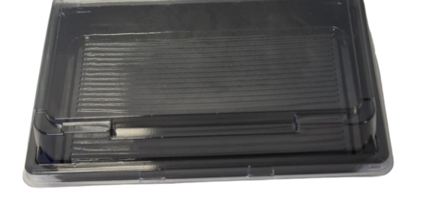 100 Stück Sushi-Schale mit Deckel No14 PET schwarz 170x90x20mm