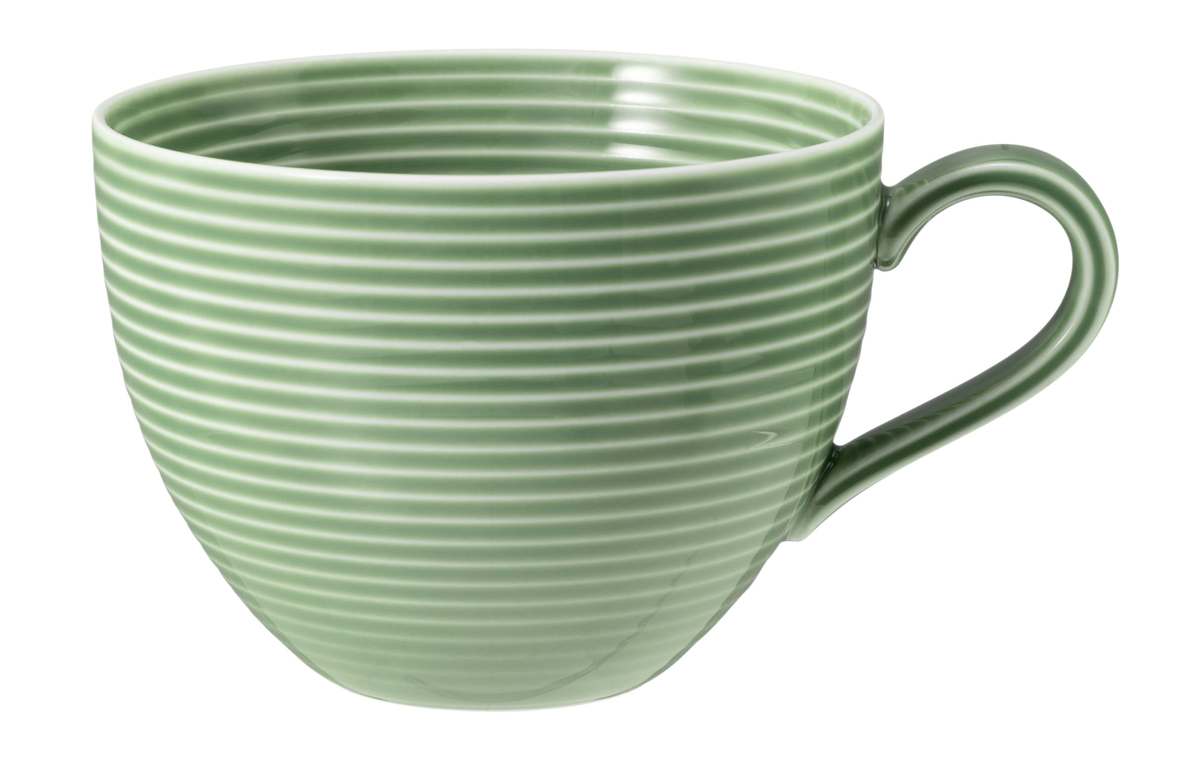 Milchkaffeetasse rund mit Relief 0,35l mit Relief BEAT salbeigrün