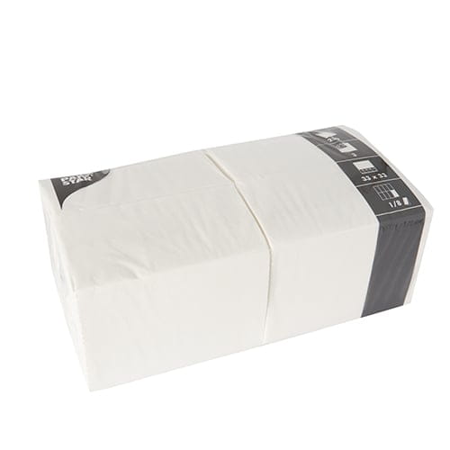 250 Stück Zellstoff-Servietten 33x33cm 3-lagig 1/8-Falz BASIC weiss