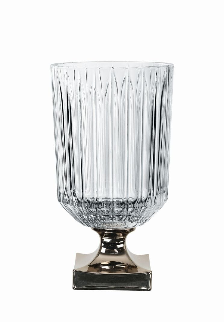 Vase auf Fuß Ø18cm MINERVA platin