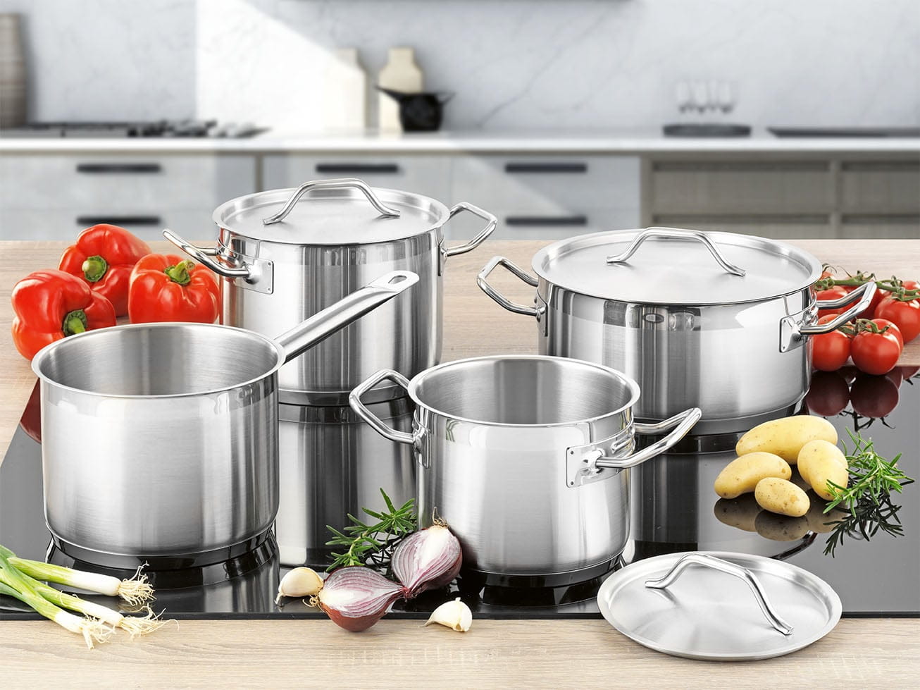 7-teilig Sparset Töpfe PROFESSIONELL Edelstahl 18/10