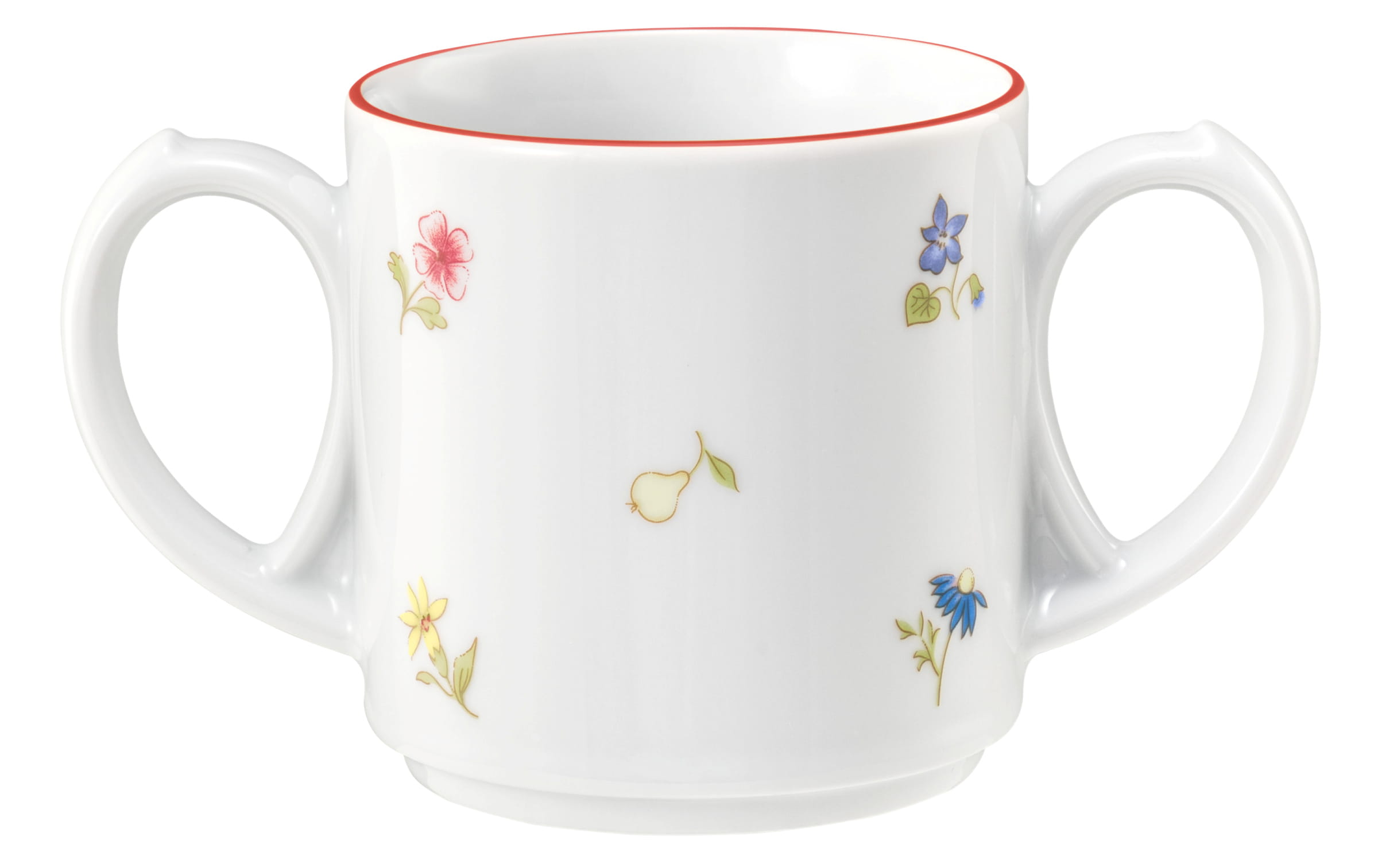 Becher rund mit 2 Henkel 0,28l COMMUNITY streublume rote linie