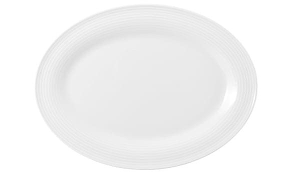 Platte oval Relief 31x24cm BLUES weiß