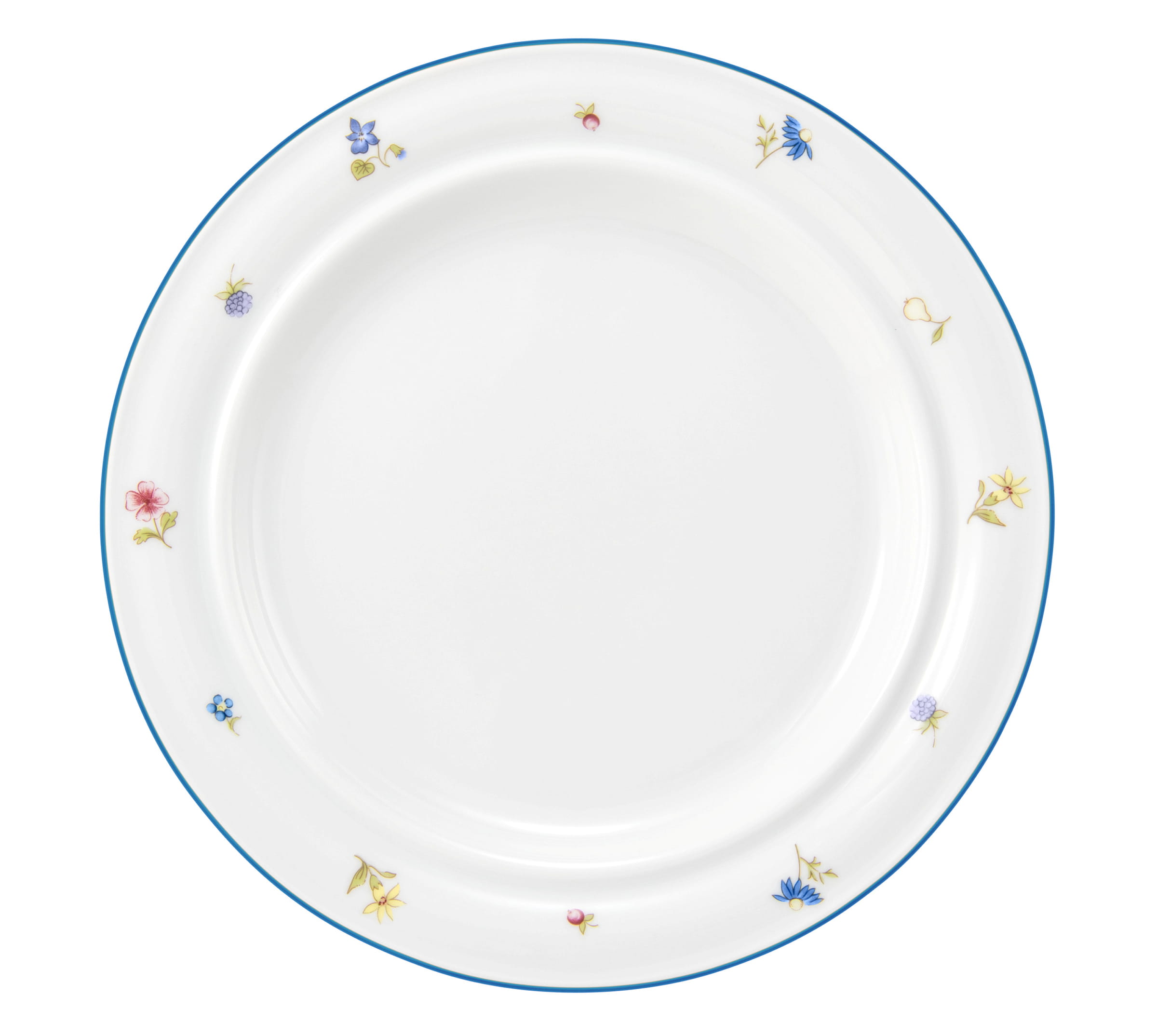 Teller rund flach 23cm Fahne COMMUNITY streublume blaue linie