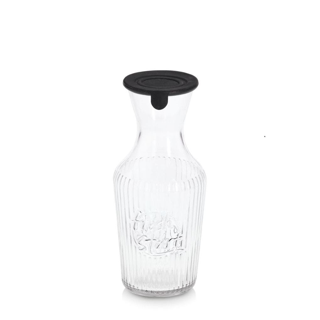 Glaskaraffe 1,2L mit Silikondeckel schwarz