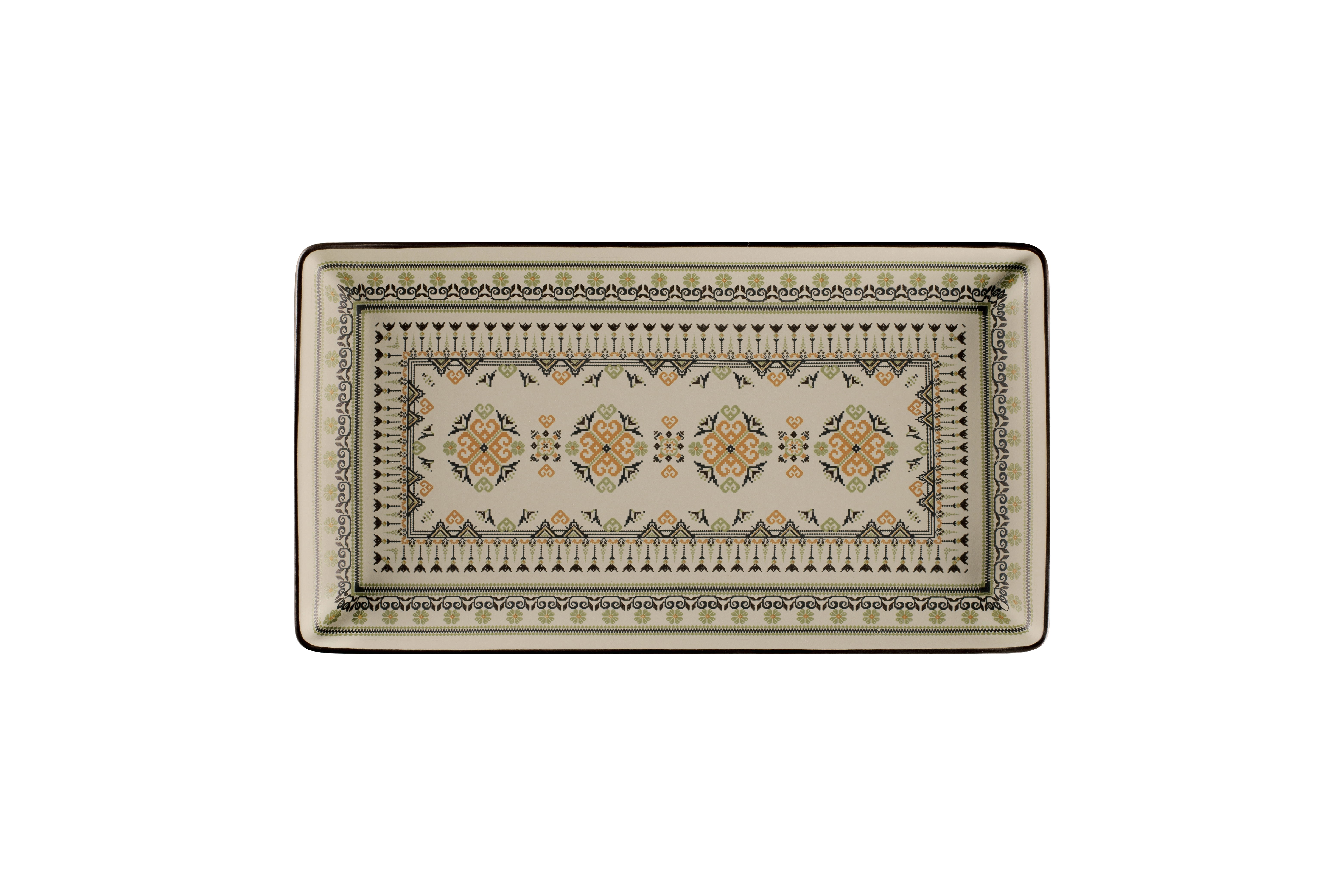 Teller eckig 33,8x18,3x2,4cm ARGILA GENOA decorated grey