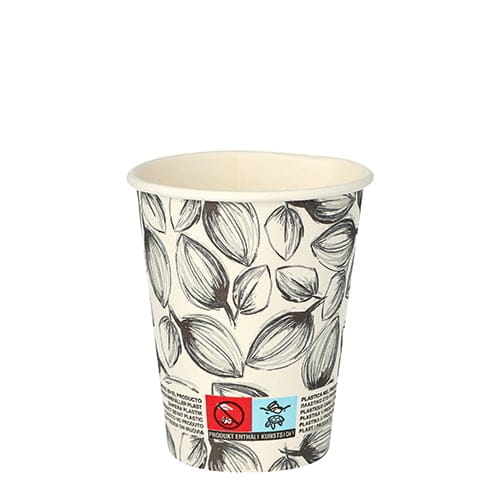 40 Stück Pappbecher 0,2L TO GO LEAVES weiss