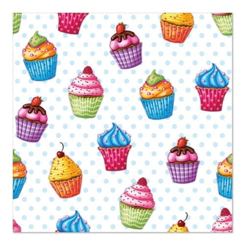 20 Stück Zellstoff-Servietten 33x33cm 3-lagig 1/4-Falz CUPCAKE
