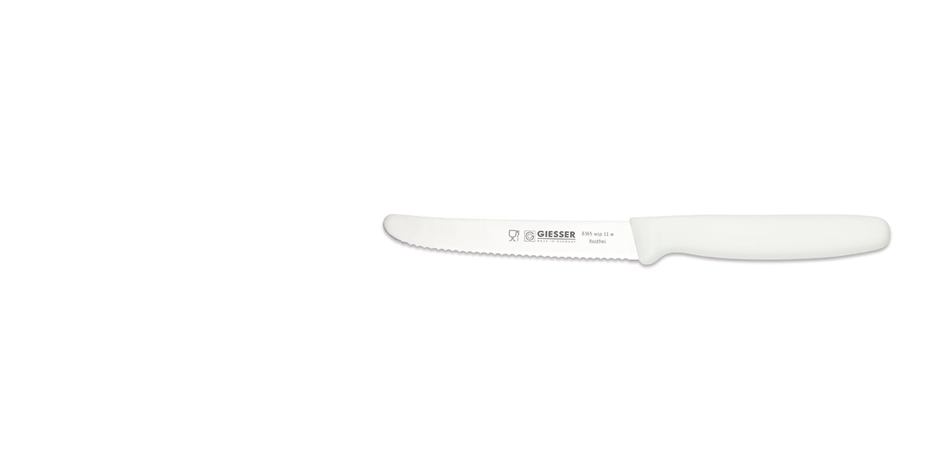 Allzweckmesser 11cm mit Wellenschliff weiß