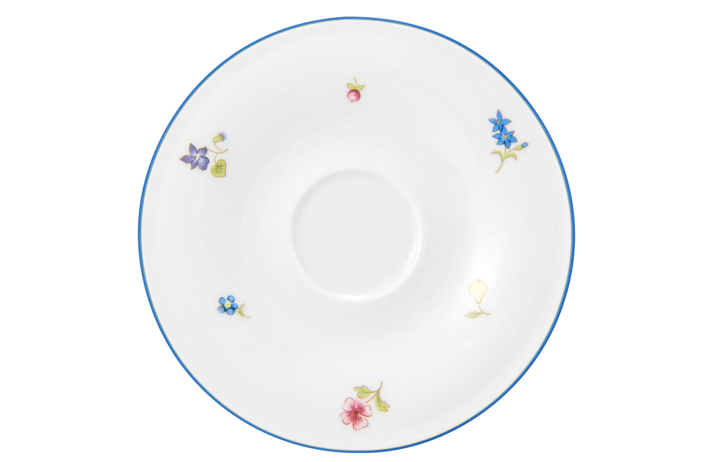 Espressountertasse rund 13,5cm COMMUNITY streublume blaue linie