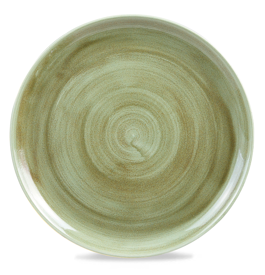 Teller flach coup 32cm STONECAST PATINA burnished green