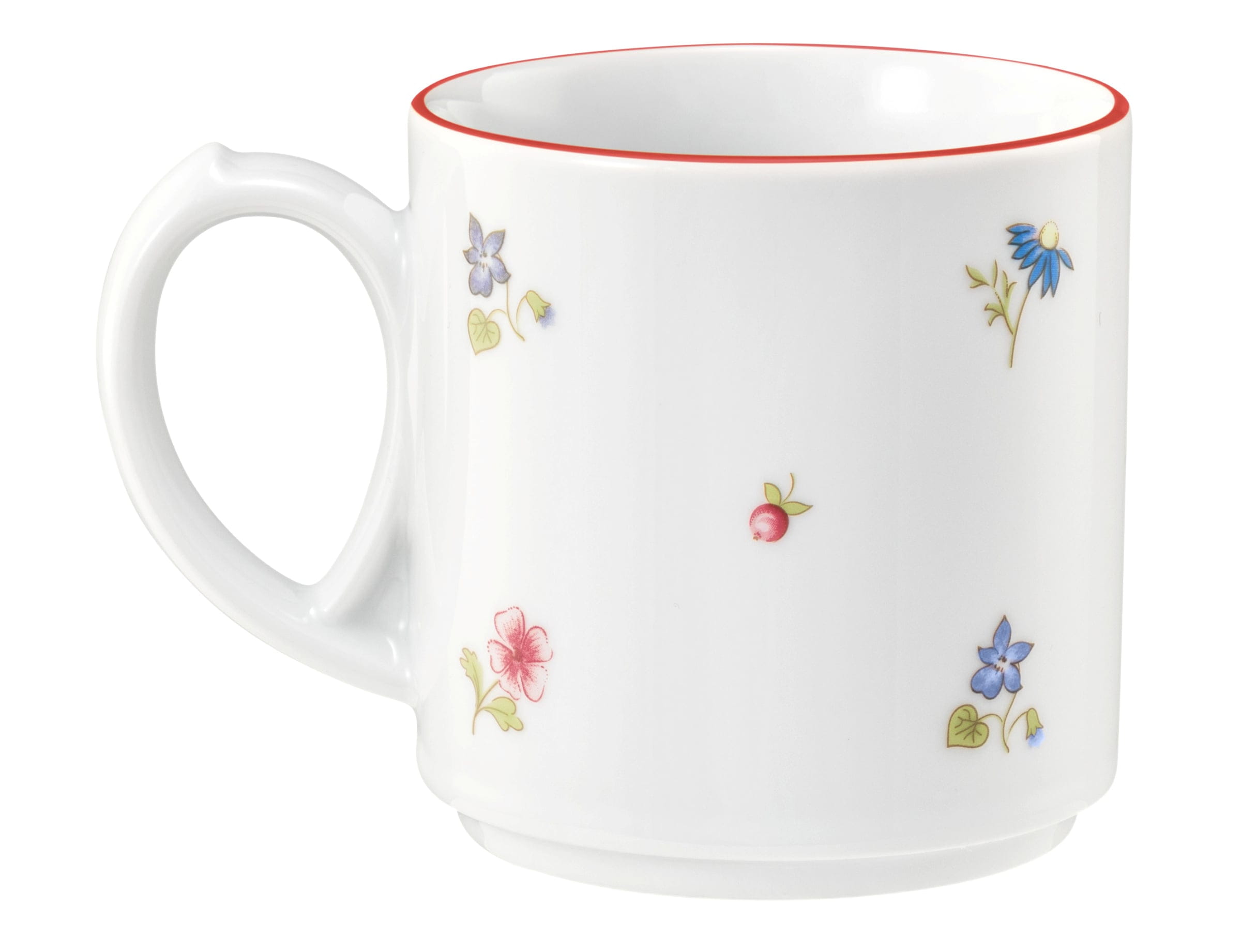 Becher rund mit Henkel 0,28l COMMUNITY streublume rote linie