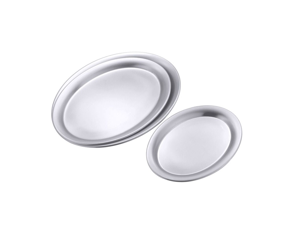Serviertablett Farbe silber L: 23cm B: 17,5cm H: 1,1cm oval