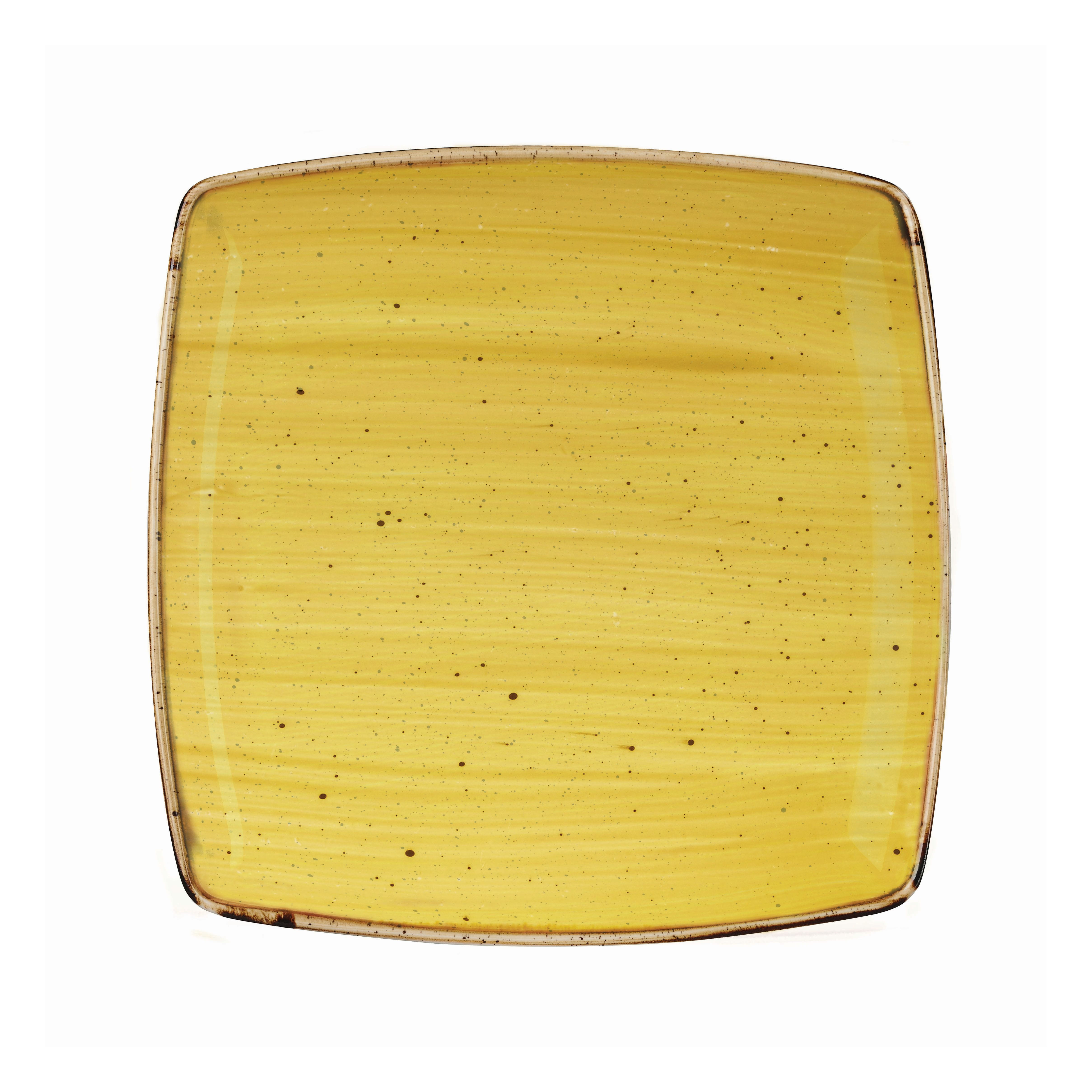 Teller flach eckig 27x27cm STONECAST mustard seed yellow