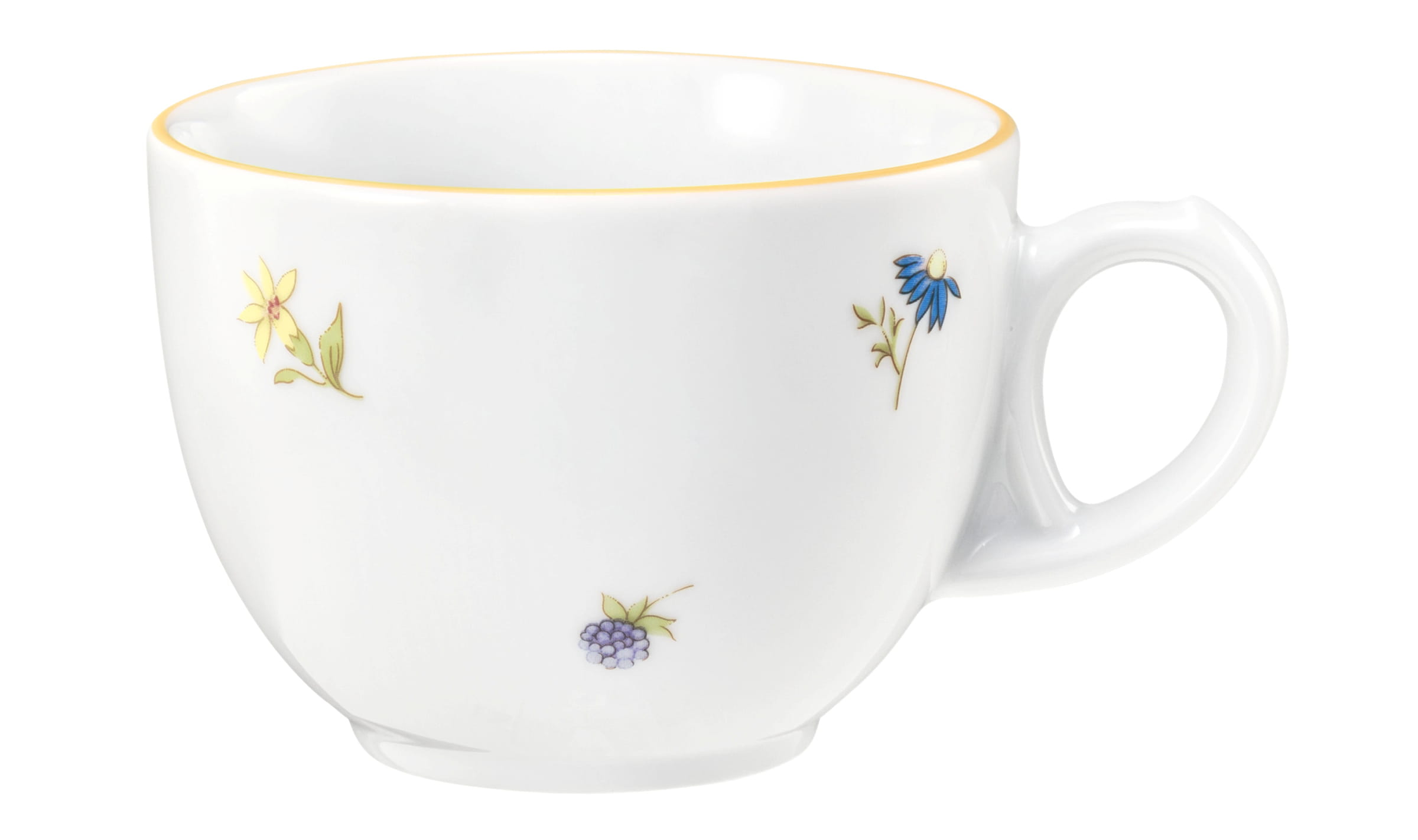Kaffeetasse rund 0,22l Tulpe COMMUNITY streublume gelbe linie