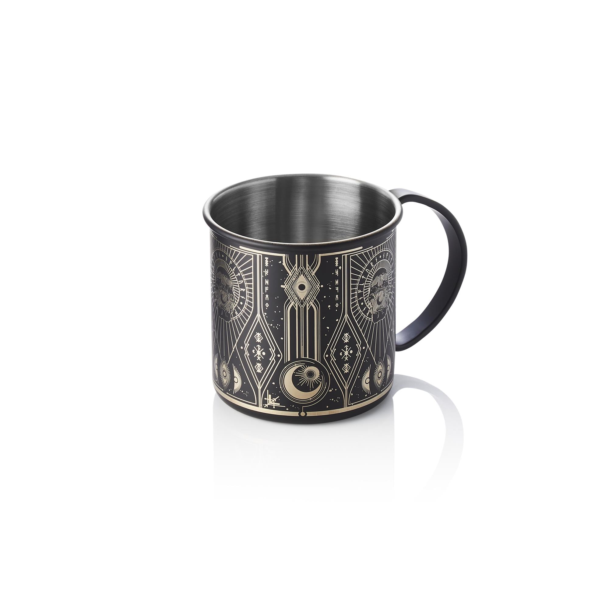 Moscow-Mule-Becher Tattoo 0,45l Ø9cm H9cm NOCTURN 18/8 schwarz/gold