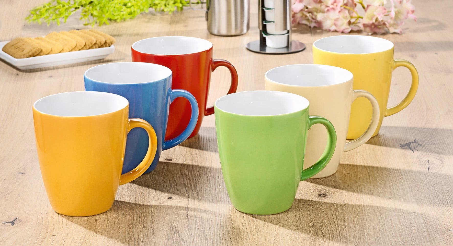 6 Stück Kaffeebecher 0,35L COFFEESHOP bunt