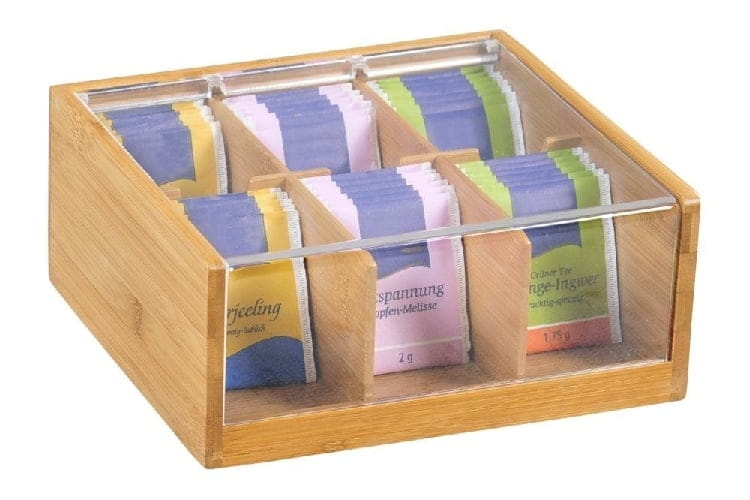 Teebox mit 6 Fächern 22x21x9,5cm EARL GREY Bambusholz
