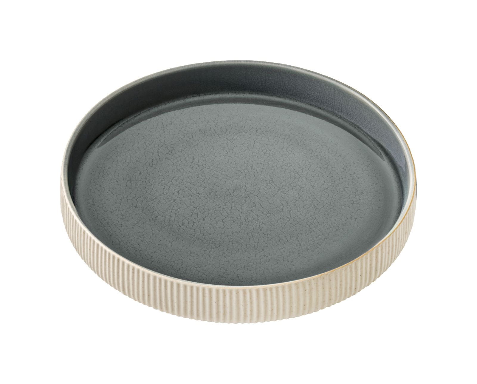 Teller tief rund hoher Rand 24cm NARA RELIEF grau