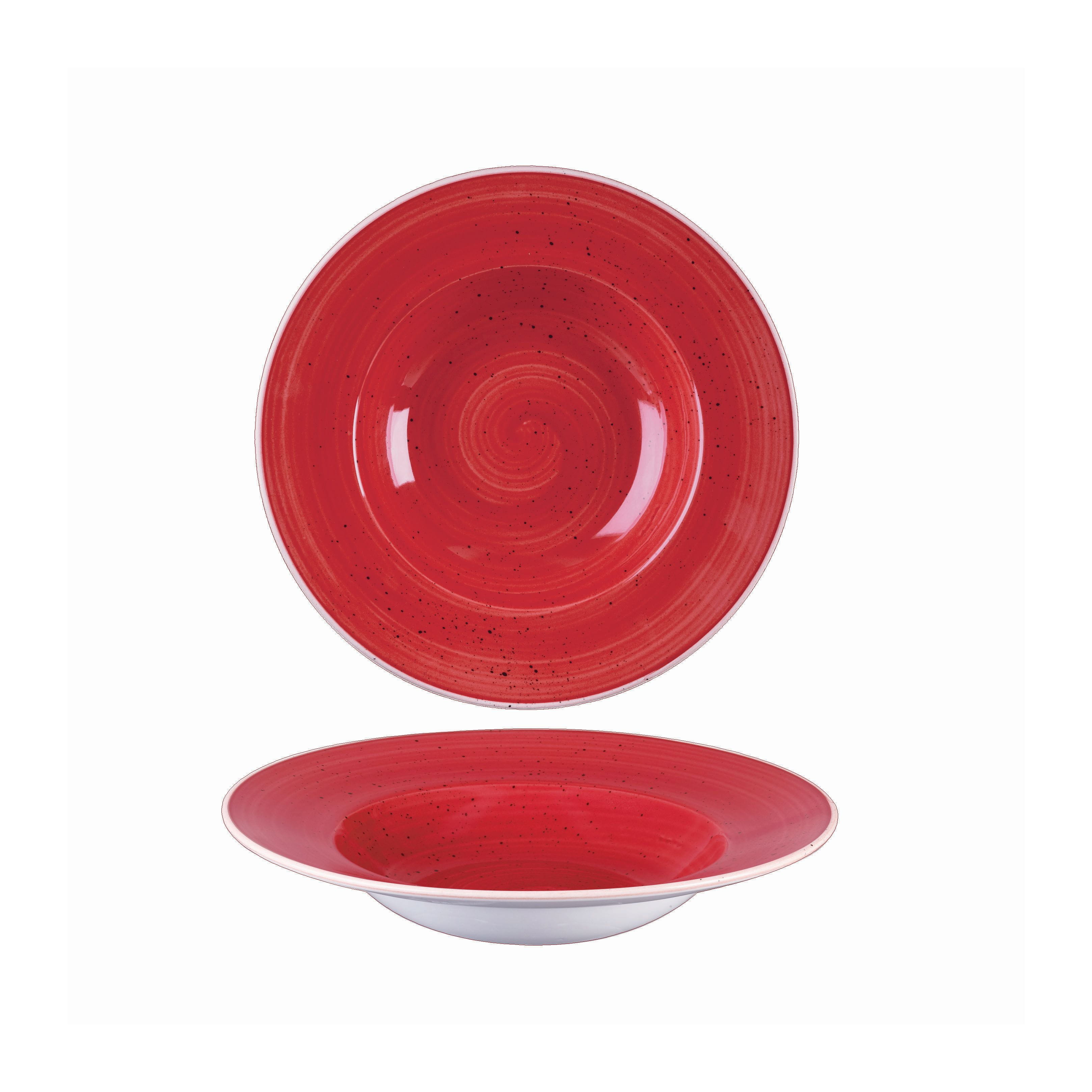 Teller tief breite Fahne 24cm STONECAST berry red