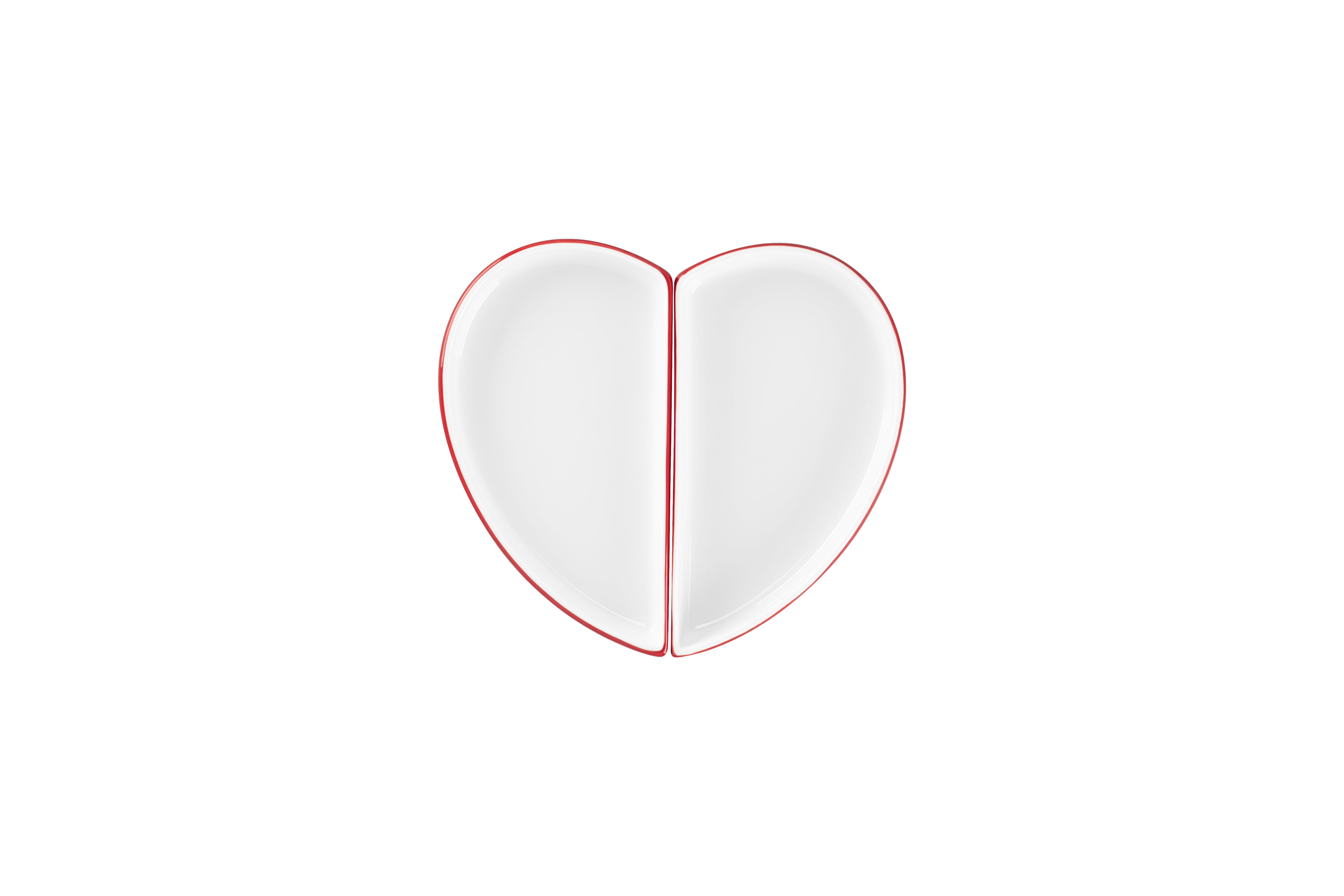 Teller flach coup rechte Hälfte cm 10x18x2,5cm 0,17L CLICHÉ red & white