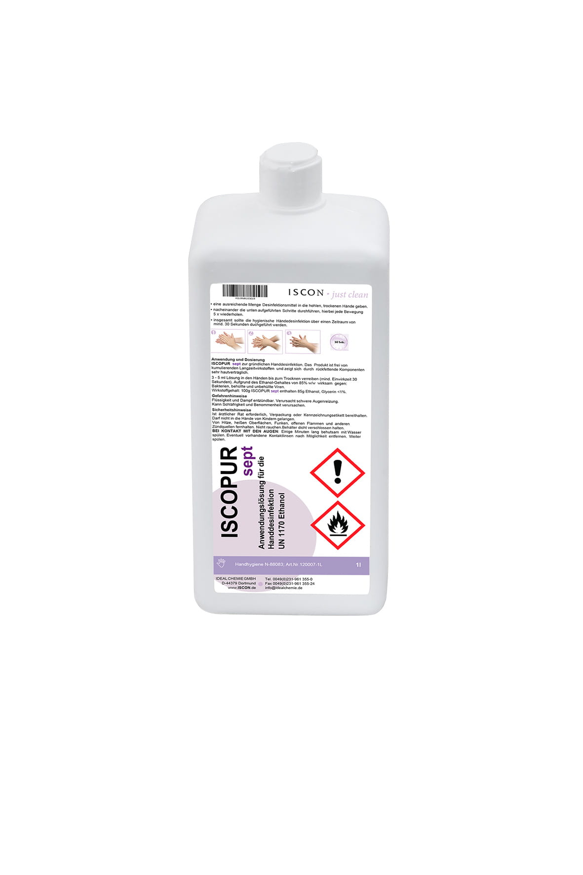 Händedesinfektion 1l ISCOPUR sept 85% Alkohol