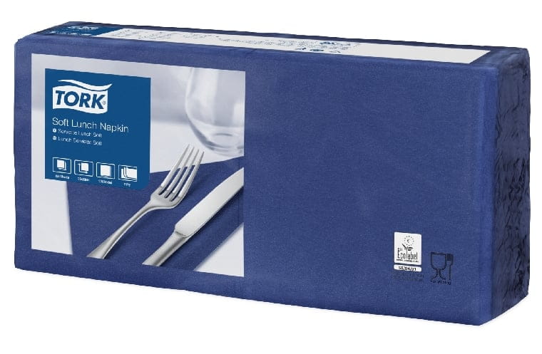 150 Stück Serviette 33x33cm 3-lagig 1/4-Falz SOFT LUNCH dunkelblau