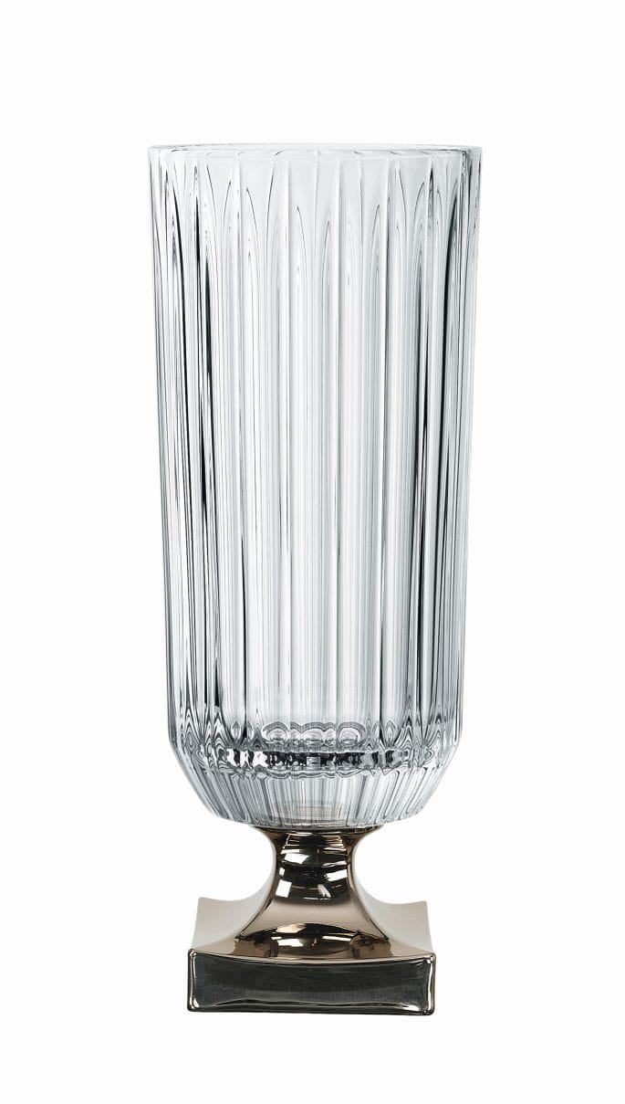 Vase auf Fuß 3550ml Ø16cm MINERVA platin