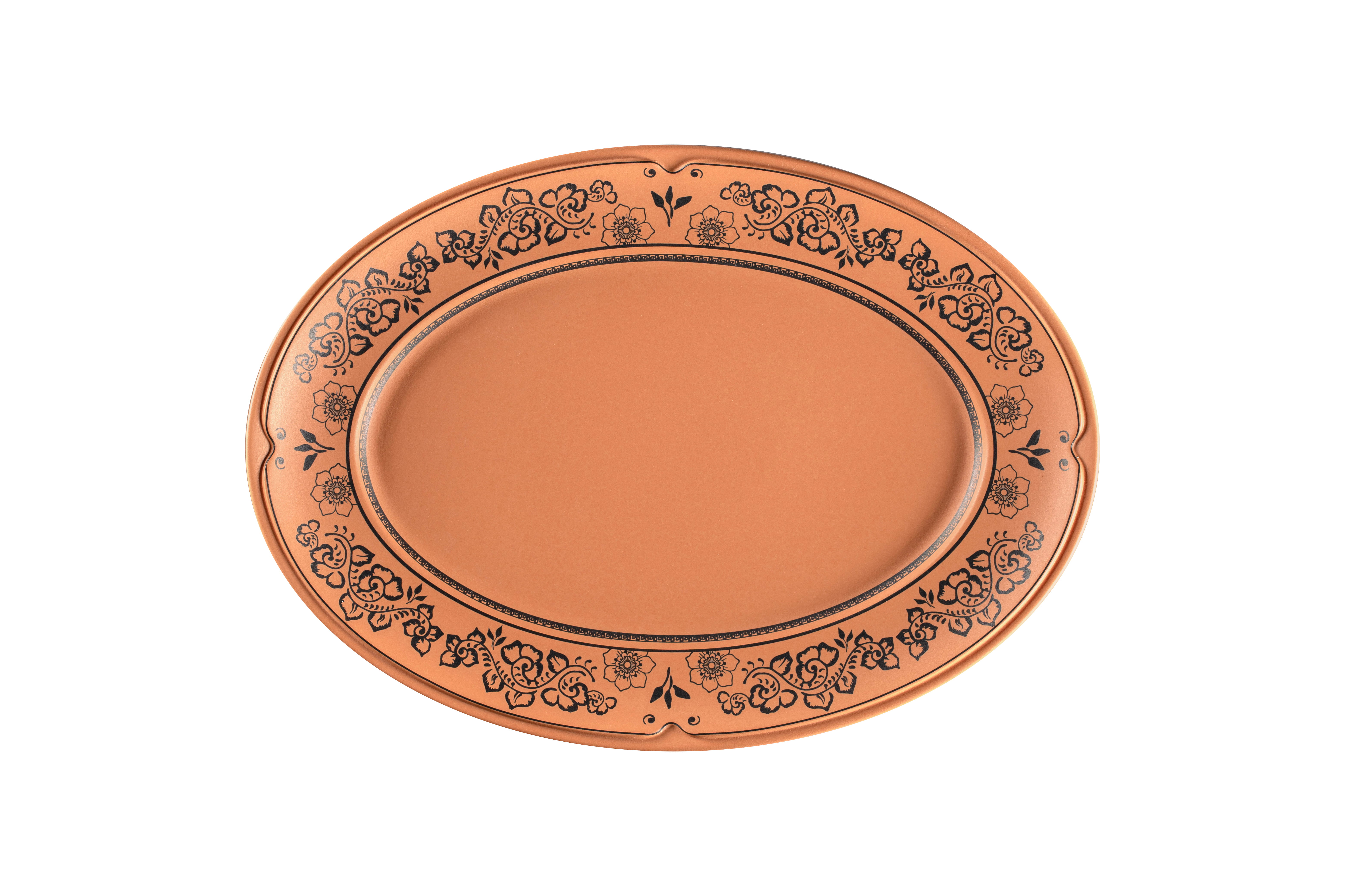 Teller oval 38,2x26,9x3,3cm TERO ALEXANDRIA decorated terracotta
