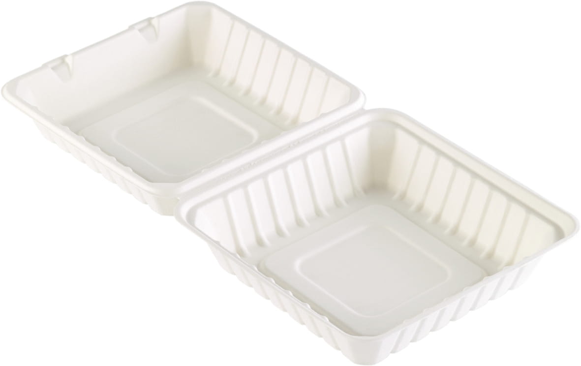 50 Stück Menübox 1000ml BAGASSE weiß