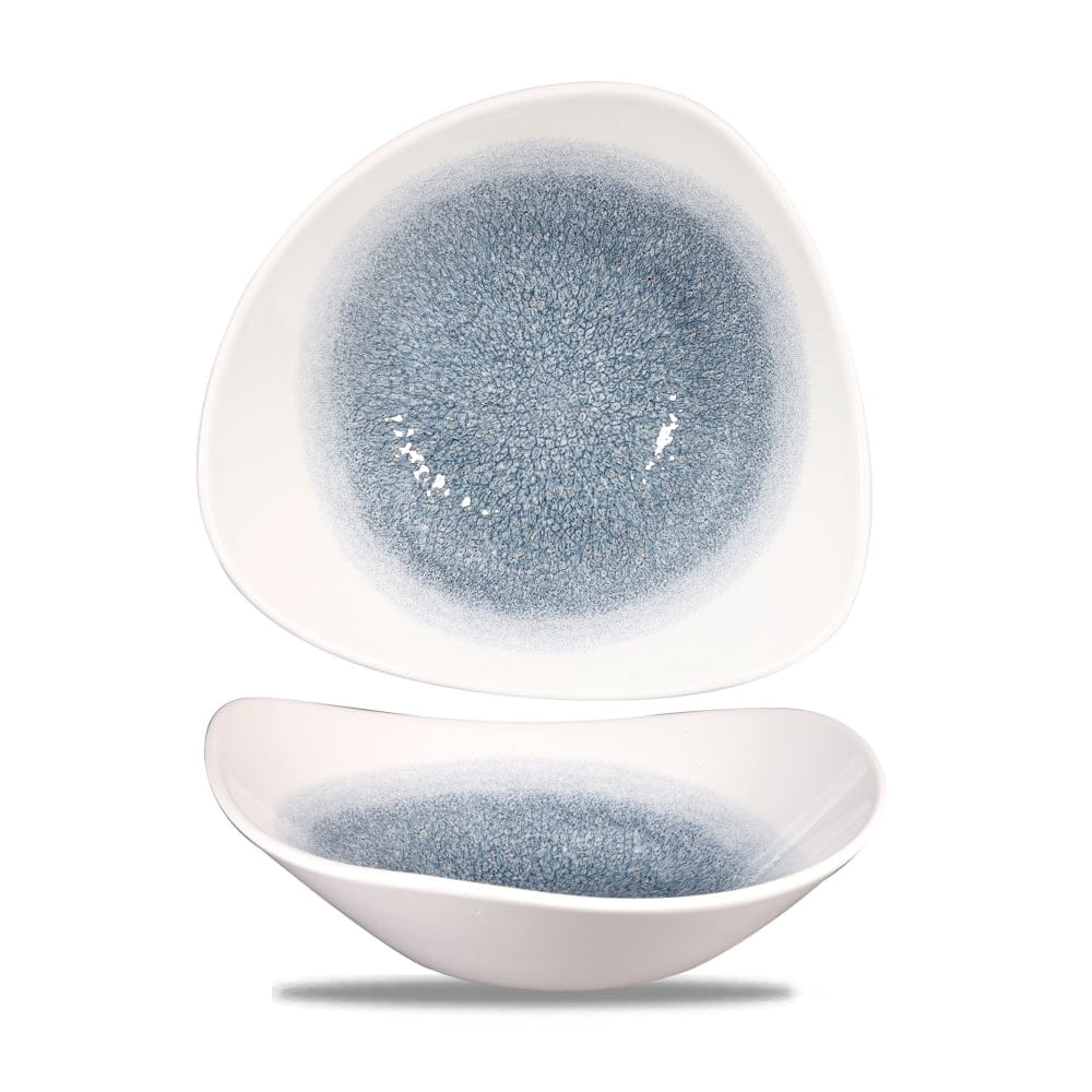 Schale dreieckig 23,5cm RAKU topaz blue